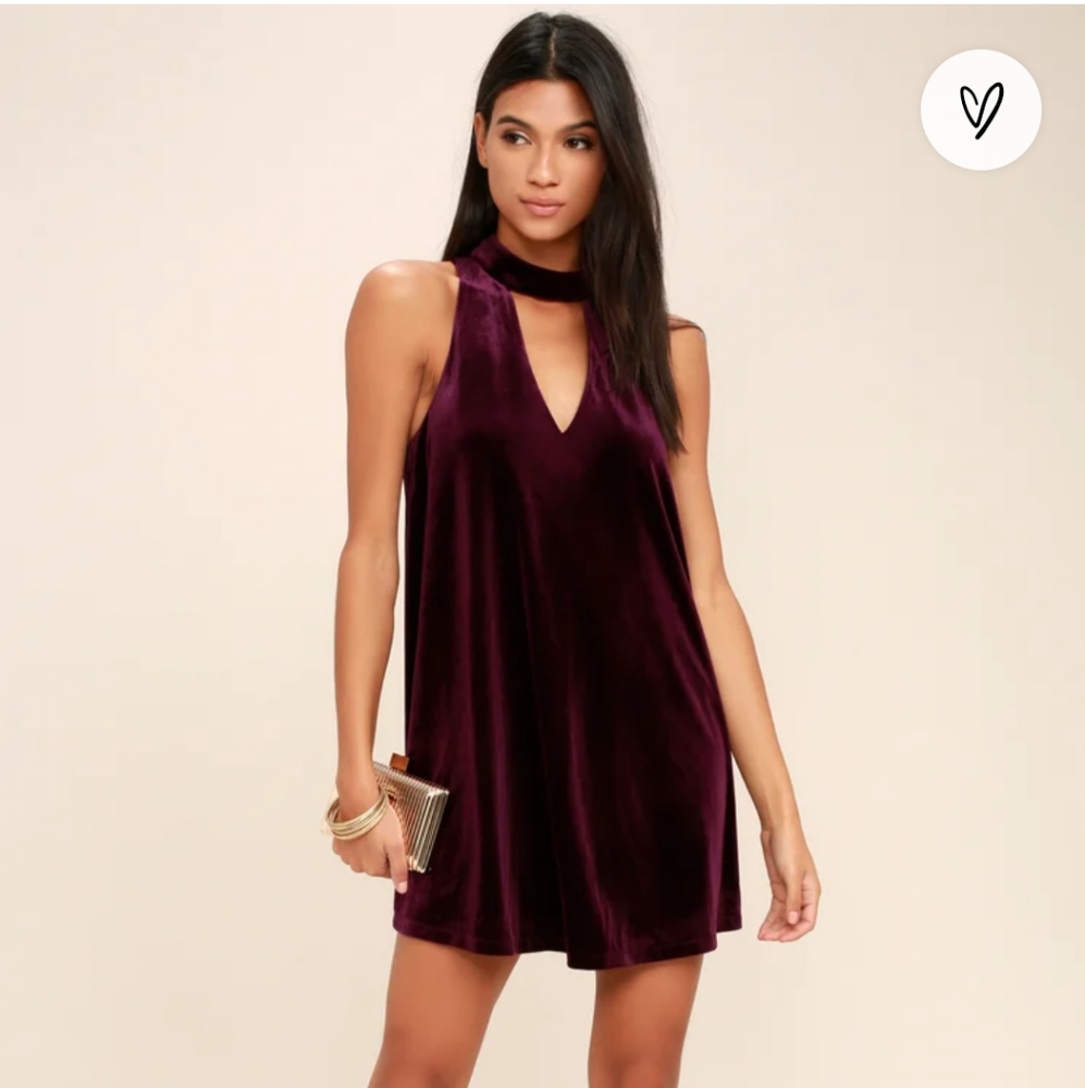 Lulu's Sweet Song Plum Purple Velvet Swing Dress